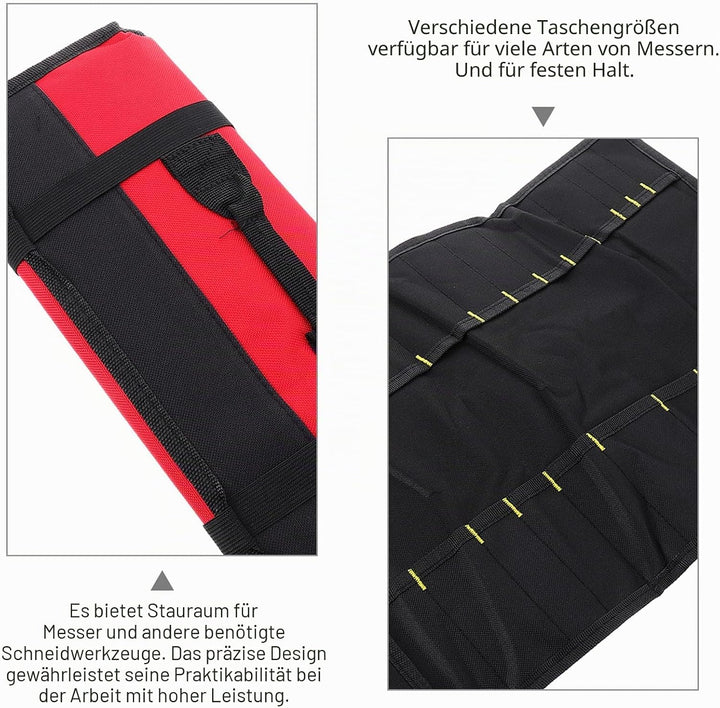 Hemoton Chefs Knife Rolltasche mit 22 Schlitzen, Messer, Besteck, tragbar, für Zuhause, Küchenutensi