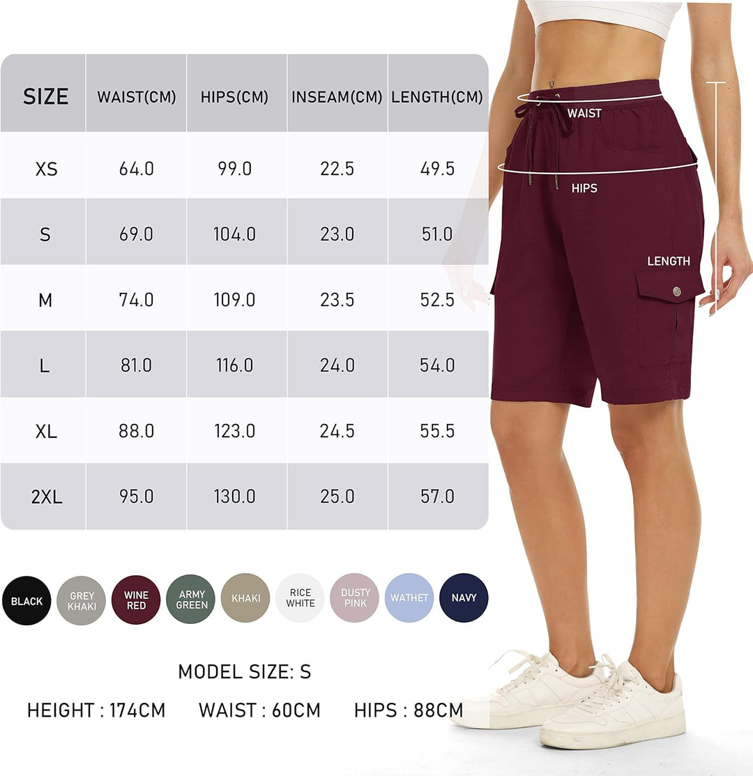 JINSHI Shorts Damen Sommer Cargohose Kurze Wanderhose Outdoor Schnelltrocknend Freizeithose mit Mehr
