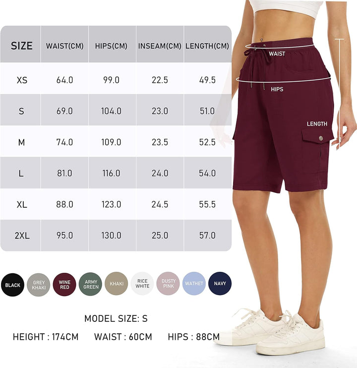 JINSHI Shorts Damen Sommer Cargohose Kurze Wanderhose Outdoor Schnelltrocknend Freizeithose mit Mehr