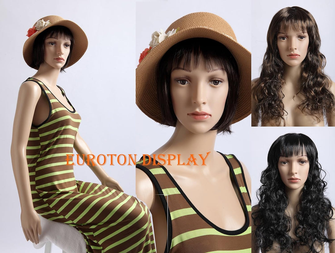 EurotonDisplay sitzende Schaufensterpuppe mit 2 Perücken gratis SF-6 beweglich