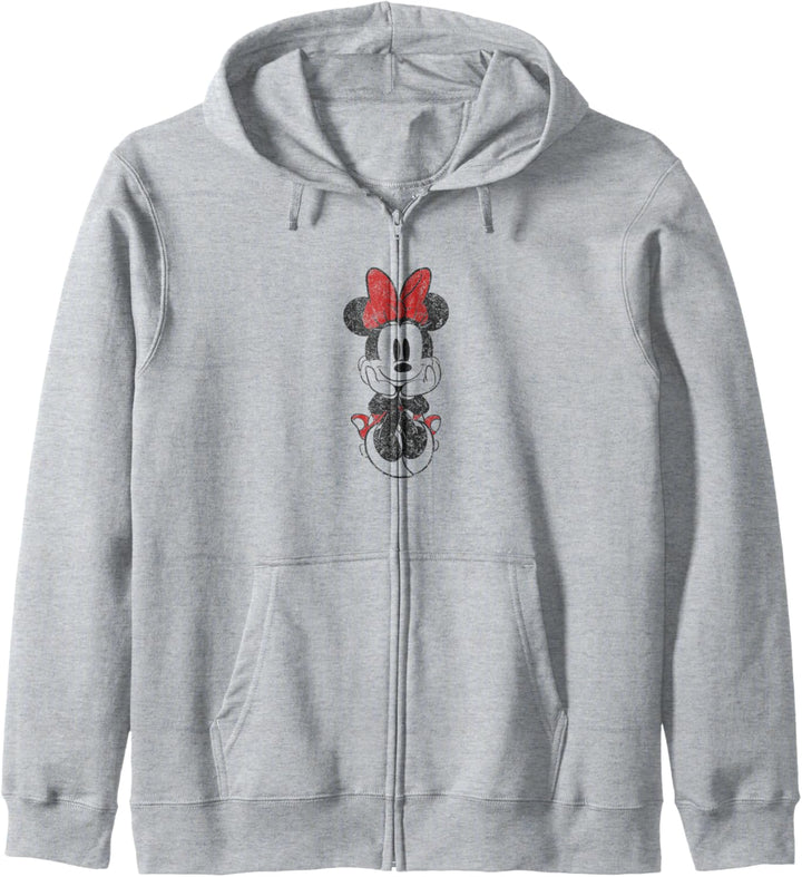 Disney Mickey And Friends Minnie Mouse Sitting Distressed Kapuzenjacke