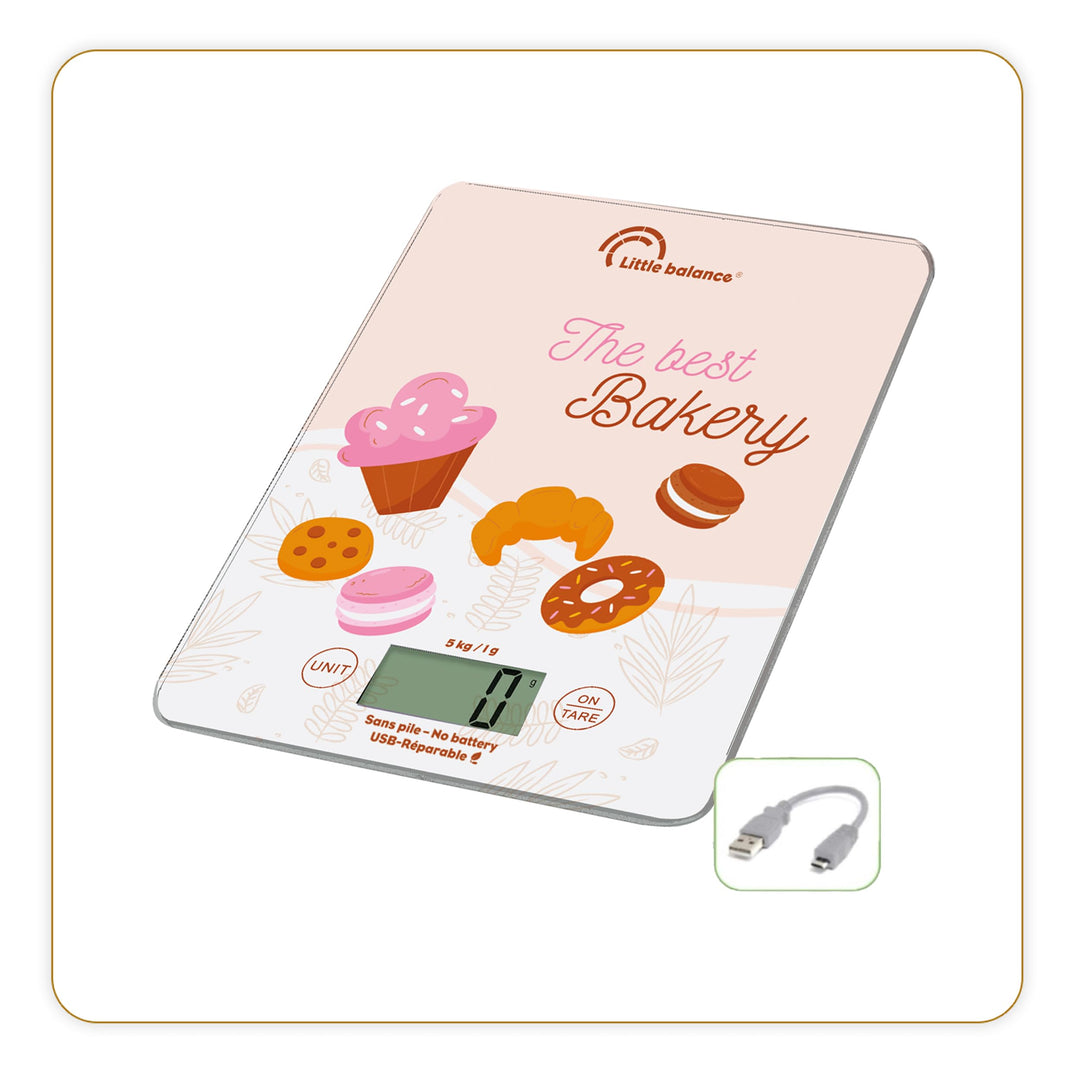 LITTLE BALANCE Bakery 8717 Slim Bakery USB-R Küchenwaage ohne Batterie, wiederaufladbar, USB, repari