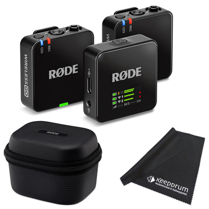 Rode Wireless GO Gen 3 Drahtloses 2-Kanal Mikrofon-Funksystem mit Charge Case + und keepdrum Tuch