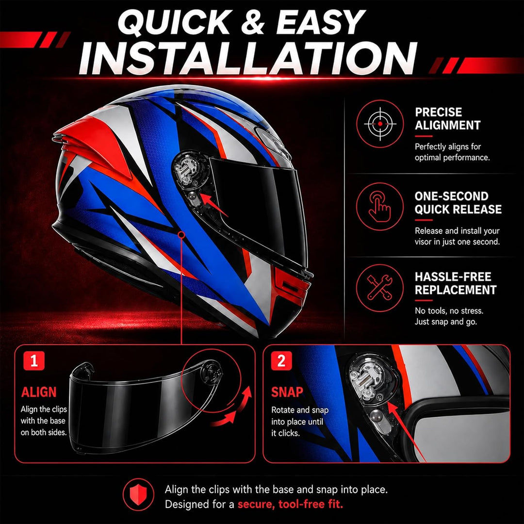 PSLER Helmvisier für K6 K6s - Helmgesichtsschutz Getöntes Visier Motorradhelm Zubehör Ersatz für K6