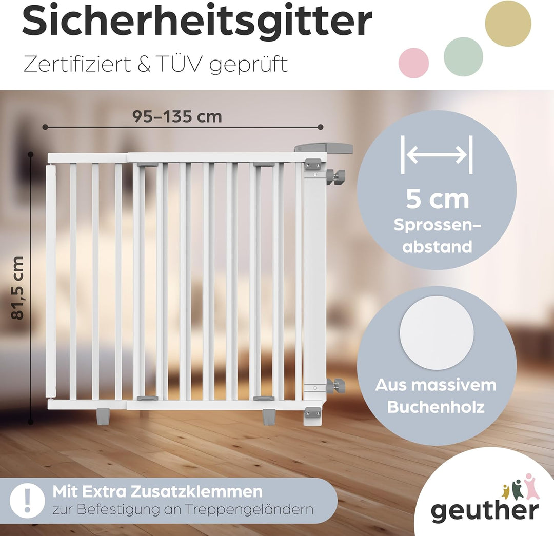 Geuther Treppenschutzgitter Plus - Absperrgitter zur Verhinderung von Stürzen von der Treppe -Verste