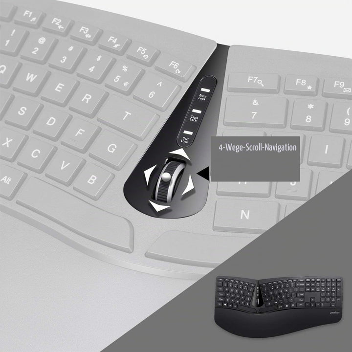 Perixx Periduo-605, Wireless Ergonomic Split Keyboard and Vertical Mouse Combo, Adjustable Palm Rest