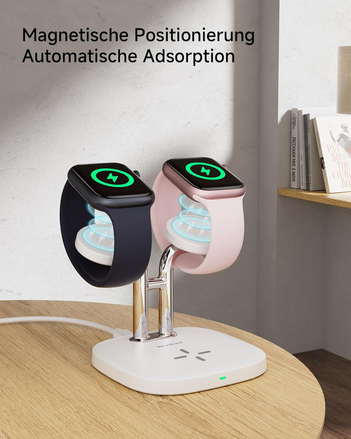 SwanScout Doppel Watch Ladestation für Apple Watch 11, SwanScout 704A, 3.3W Schnell Ladestation Komp