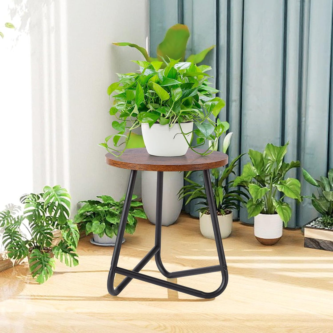 HDANI Rund Pflanzenständer,Blumenständer,Pflanzenregal aus Holz und Metall,Modernes Regal für Zimmer