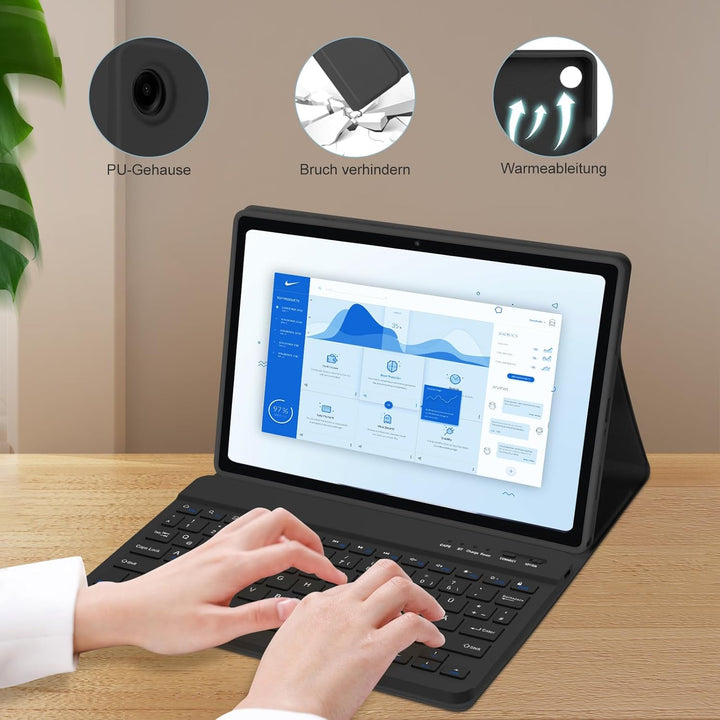 HOTLIFE Tastatur Hülle für Samsung Galaxy Tab А9+ 11 Zoll 2023(SM-X210/X215/X216B), Schutzhülle mit