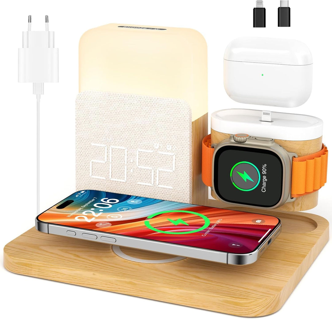 COLSUR 5 in 1 Ladestation für Apple Watch iPhone Airpods,15W Schnell Wireless Charger für iPhone 17/