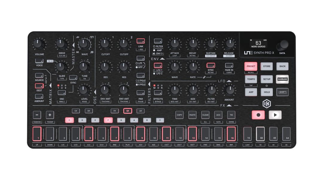 IK Multimedia UNO Synth PRO X, Paraphonic dual-filter analog synthesizer with paraphonic sequencer,