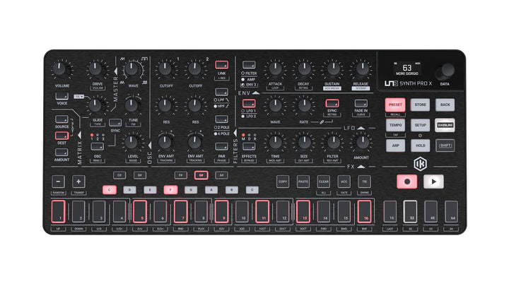 IK Multimedia UNO Synth PRO X, Paraphonic dual-filter analog synthesizer with paraphonic sequencer,