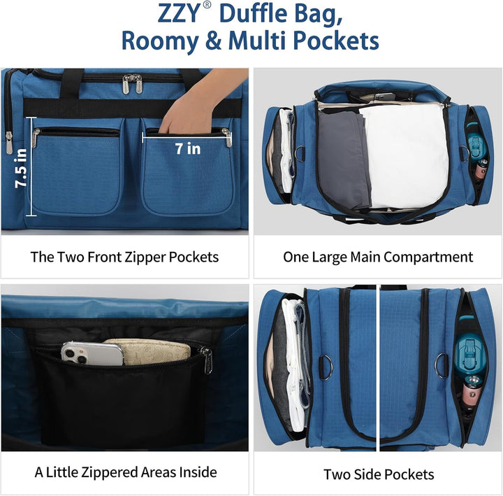 ZZY 55L Sporttasche Gross Herren – wasserdichte Weekender Tasche mit 2 Seitentaschen für Fitness, Gy