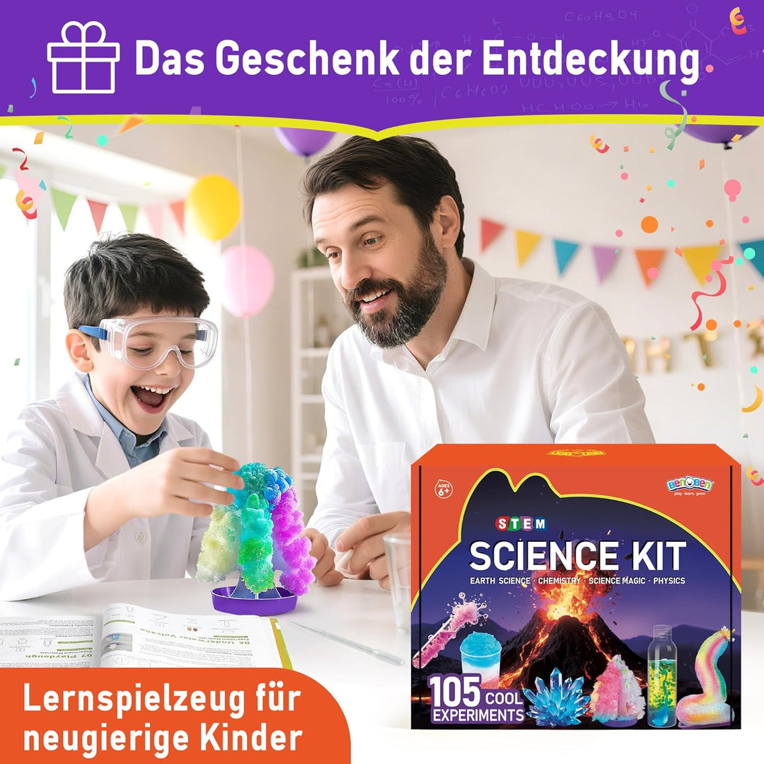 BenBen 105+ Experimente für Kinder ab 6 7 8 9 10, Wissenschaft Experimentierkasten für Kinder, STEM