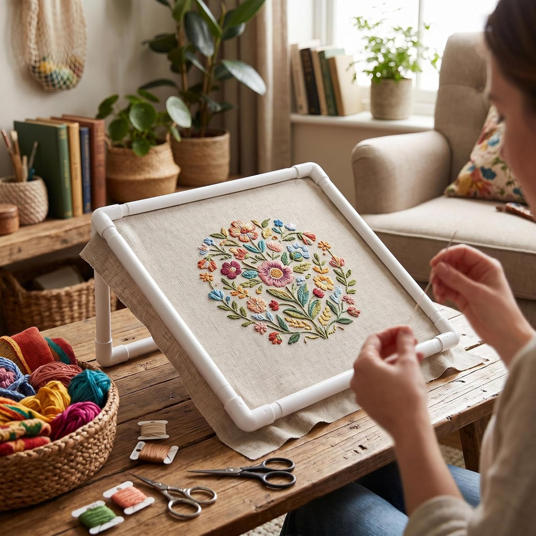 HEEPDD Quadratische Stickrahmen, Kunststoff Cross Stitch Hoop Nähen Hoop Stickerei Snap Frame Hoop f