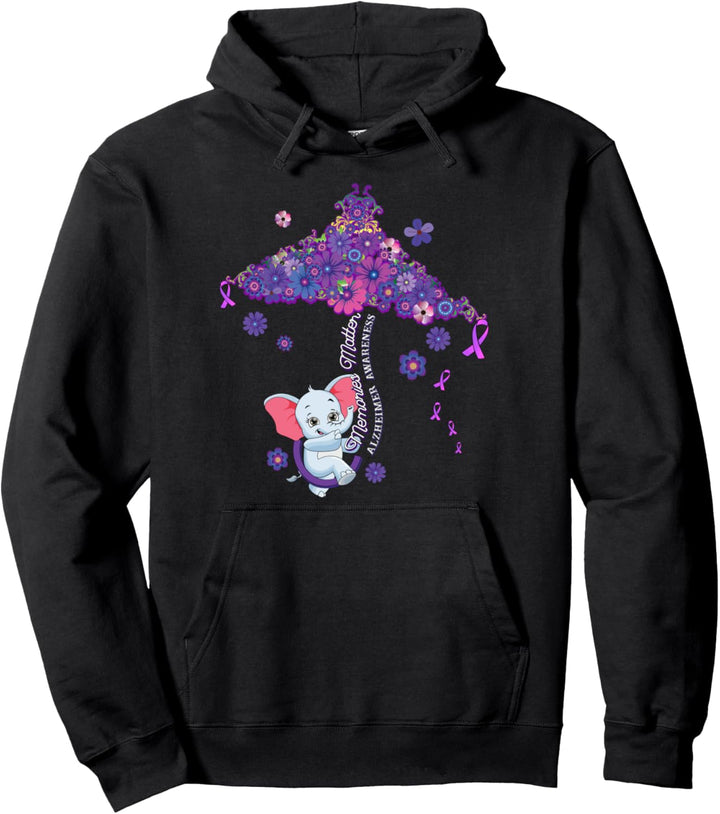 Violetter Elefant Alzheimers Awareness Memories Matter, Damen Pullover Hoodie