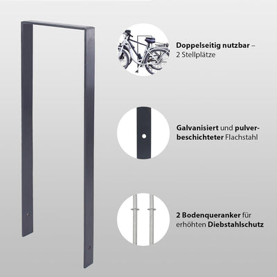 TRUTZHOLM Fahrrad Anlehnbügel Fahrradanlehner 1190x390mm Anlehnständer zum Einbetonieren Flachstahl