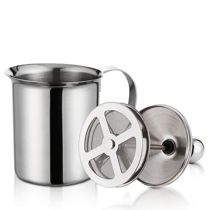 Milchaufschäumer Manuell Edelstahl 800ml Perfekter Milchschaum dank doppeltem Sieb und speziellem Dr