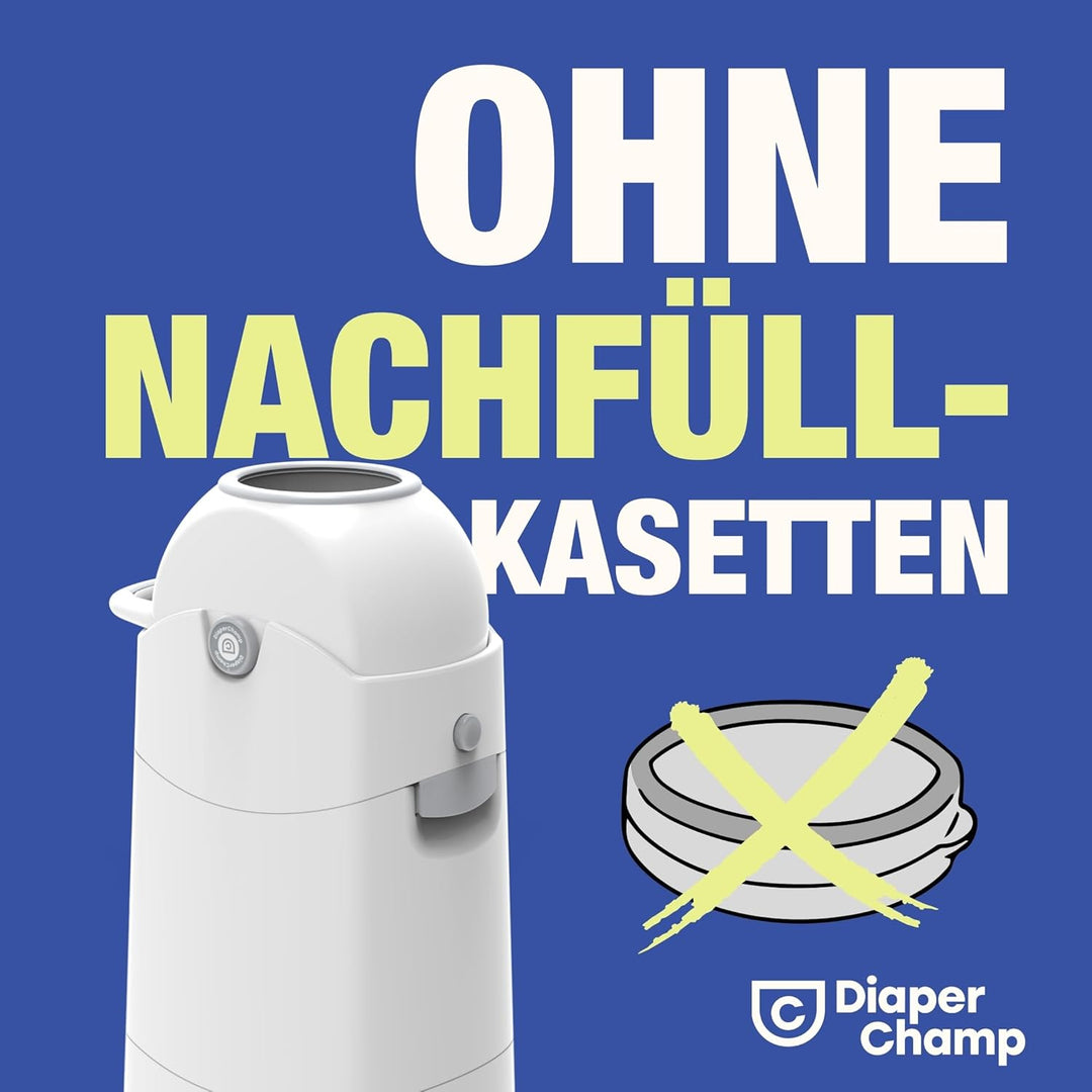 DIAPER CHAMP Large - geruchsdicht - OHNE Nachfüllkassetten - Einhandbedienung - funktioniert mit nor