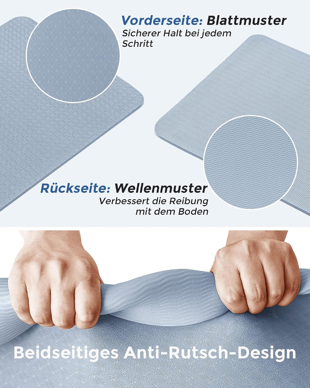 Oak &amp; Tea Yogamatte Rutschfest Fitnessmatte Umweltfreundliche TPE Sportmatte mit Tragegurt Gymnastik