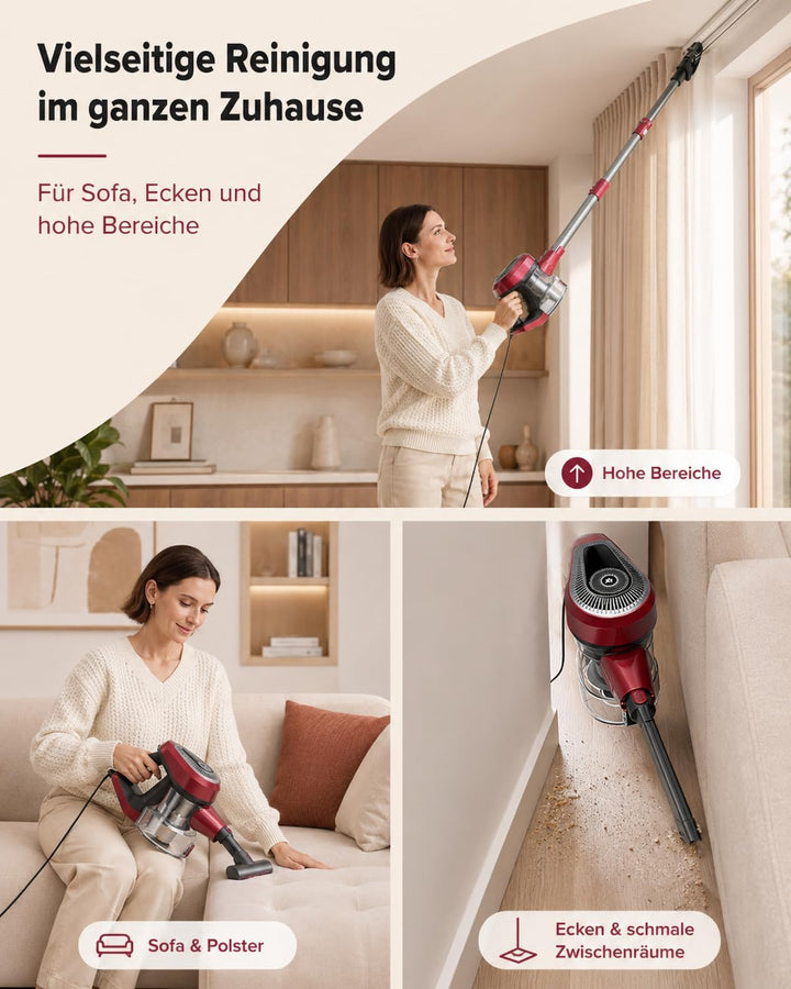 Vexilar C8 Staubsauger mit Kabel, 60KPa &amp; 600W Starke konstante Saugkraft, Staubsauger beutellos, 7m