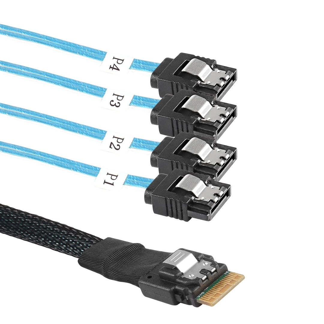 XMSJSIY Slimline SAS 4.0 SFF-8654 4i 38 Pin Host zu SATA 7 Pin X4 Ziel Festplatte Server Datenübertr
