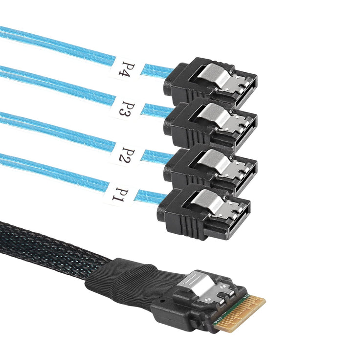 XMSJSIY Slimline SAS 4.0 SFF-8654 4i 38 Pin Host zu SATA 7 Pin X4 Ziel Festplatte Server Datenübertr