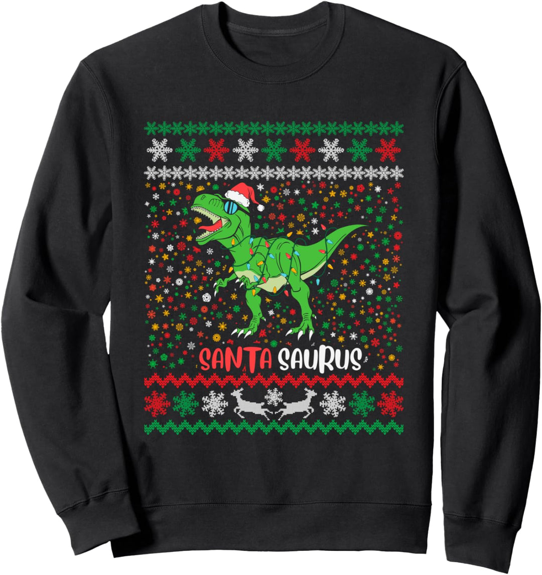 Ugly Christmas Lights Tree Rex Santa Saurus Dino Outfit Sweatshirt