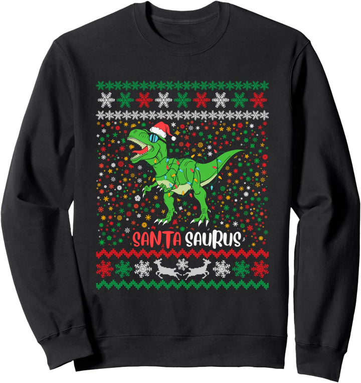 Ugly Christmas Lights Tree Rex Santa Saurus Dino Outfit Sweatshirt