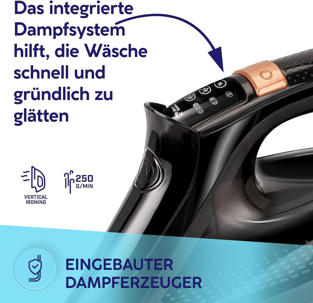 MPM Dampfbügeleisen 3500W - Bügeleisen mit LCD Display, Vertikaldampf, Dauerdampf 60g/min - Abschalt