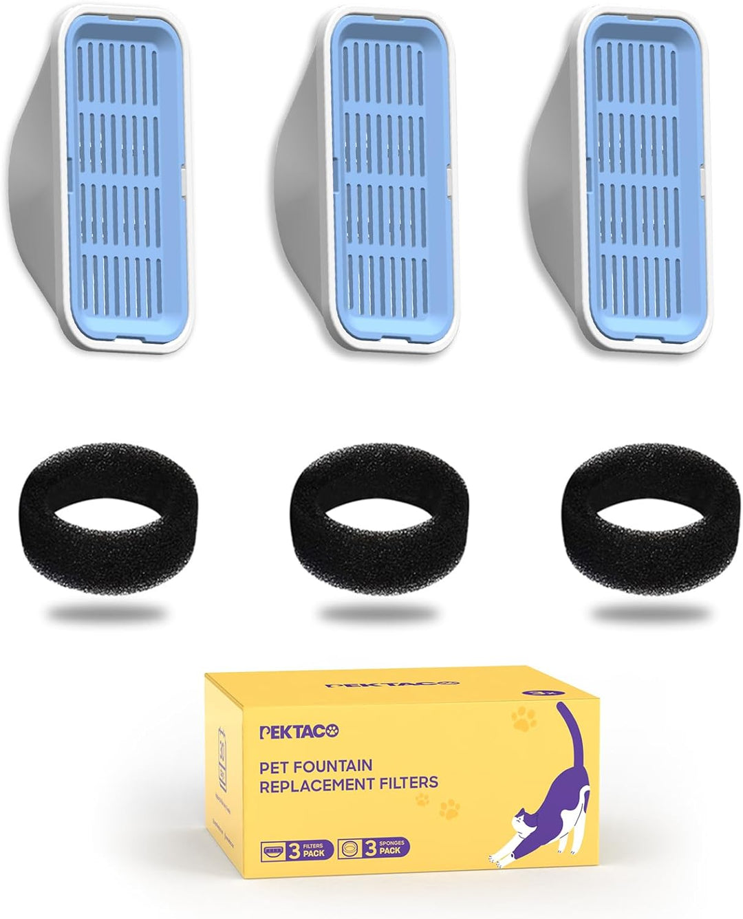 Katzen-Wasserbrunnenfilter, Ersatz- und Vorfilterschwämme für 3,2 L/108 oz automatischen Haustierbru