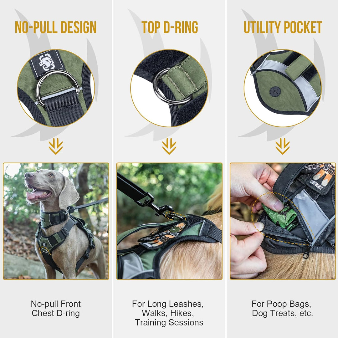 OneTigris Grover Taktisches No Pull Hundegeschirr für Grosse/Mittlere Hunde Einstellbar Brustgeschir