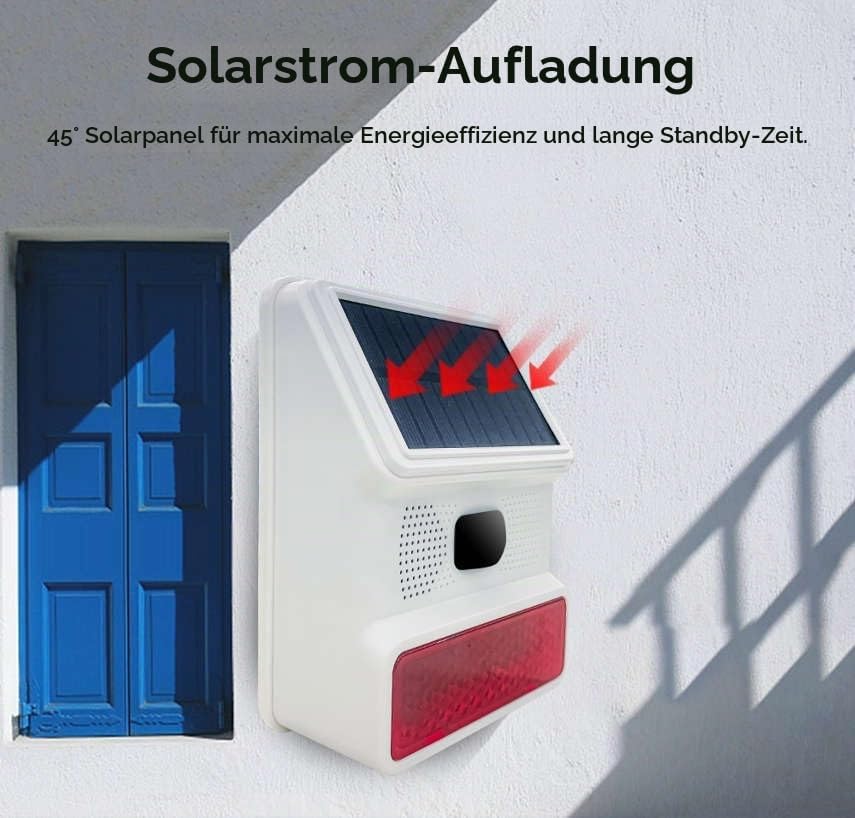 HXA523 Solar Ausensirene – Drahtlos, Kompatibel mit HUXGO Smart Home Sicherheitsystemen mit Solarpan