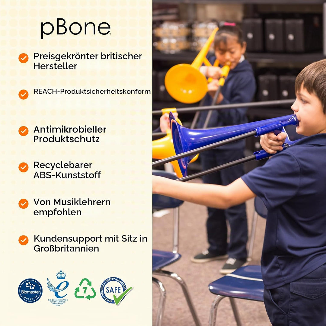 pBone Kunststoff Posaune schwarz mit Tasche und Mundstück Schwarz Posaune, Schwarz Posaune