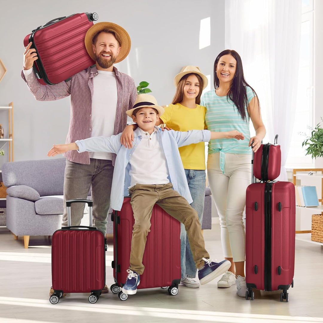 LALAHO Kofferset 5 teilig mit Kosmetikkoffer, Hartschalen Koffer Set aus ABS, Reisekoffer Set, Gepäc