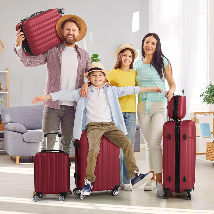 LALAHO Kofferset 5 teilig mit Kosmetikkoffer, Hartschalen Koffer Set aus ABS, Reisekoffer Set, Gepäc