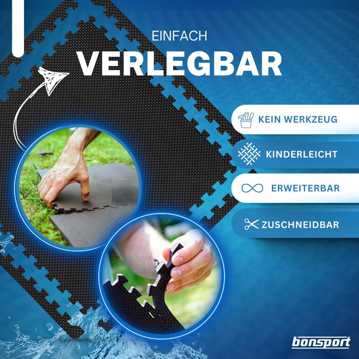 bonsport Pool Unterlegmatte Poolmatte 12 Stück - Bodenschutz Matte für den Pool/Planschbecken - Bode