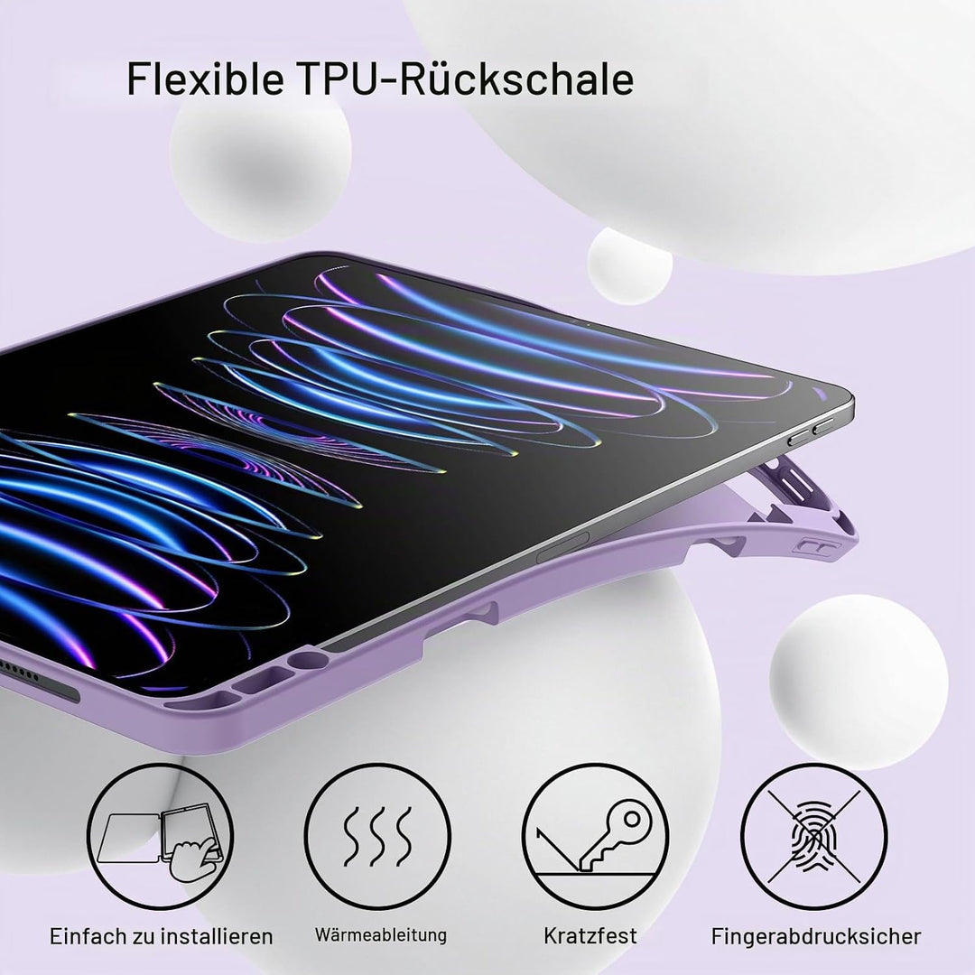 JETech Hülle für iPad Pro 12,9 Zoll (6./5. Generation, Modell 2022/2021) mit Stifthalter, Unterstütz