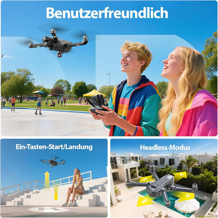 DEERC D25 Faltbare Drohne mit 1080P Kamera, RC Quadrocopter mit 5G FPV, 40 Min. Flugzeit, Optischer