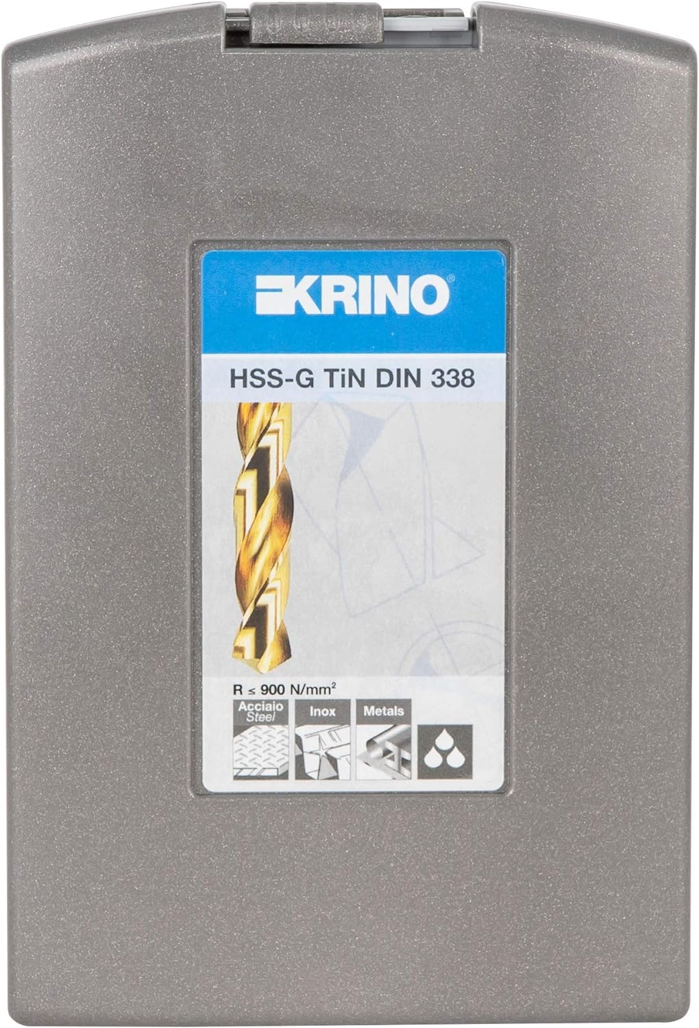 Krino 01170301 HSS-G TiN Geschliffene Bohrer Titan, Set 19 Stück, Stahl