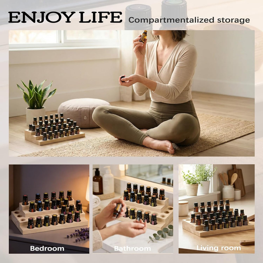Ätherisches Öl Display Ständer, 30 Löcher Aromatherapie Öle Hölzern Tragen Gestell Halter Organisato