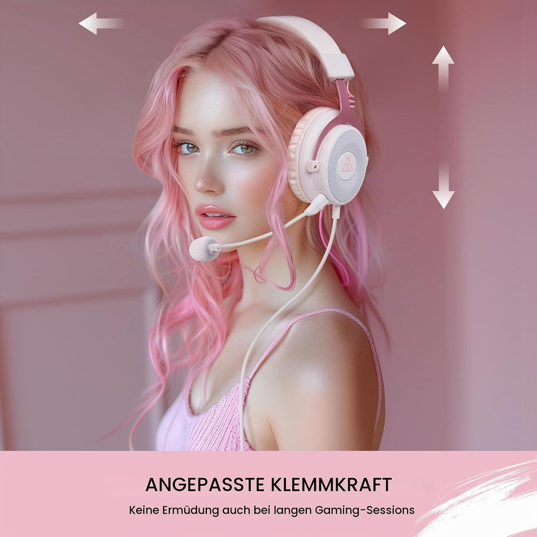 EKSA E900 Gaming Headset, PC Headset mit Abnehmbar Mikrofon mit Geräuschunterdrückung, 3D Surround S