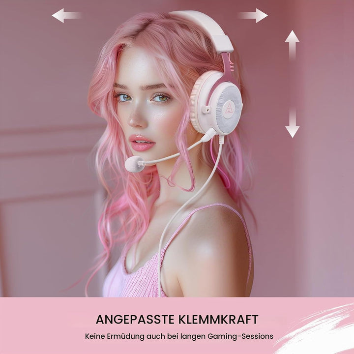 EKSA E900 Gaming Headset, PC Headset mit Abnehmbar Mikrofon mit Geräuschunterdrückung, 3D Surround S