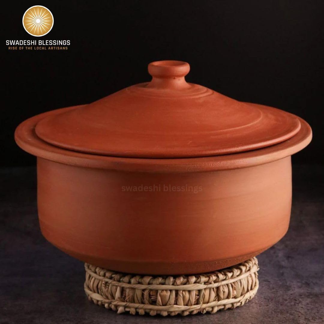 Swadeshi Blessings HandMade Exclusive Range Unglasierter irdener Kadai/Mud Handi/Mitti Ke Bartan/Ton