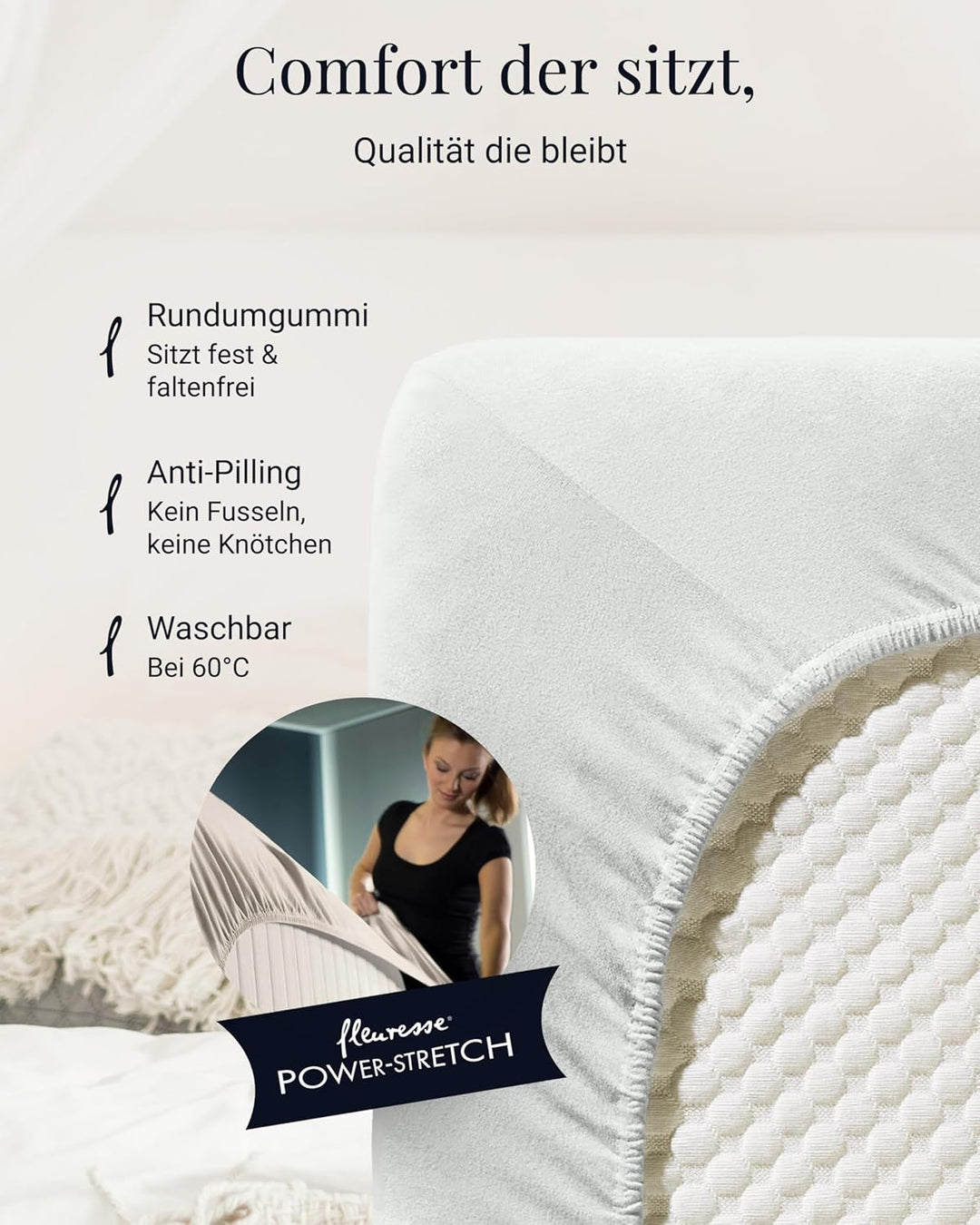 fleuresse 1119 XXL Jersey Stretch Spannbetttuch (96% Baumwolle, 4% Elasthan), mit Rumdumgummizug, Ök