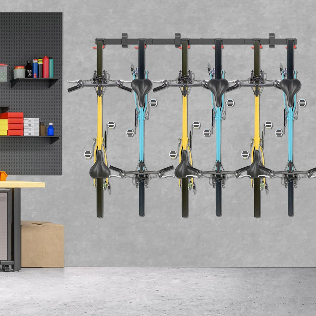 Mimoke Fahrrad Wandhalterung Vertikal | Geeignet für alle Fahrräder | Verstellbare Haken | Organisat