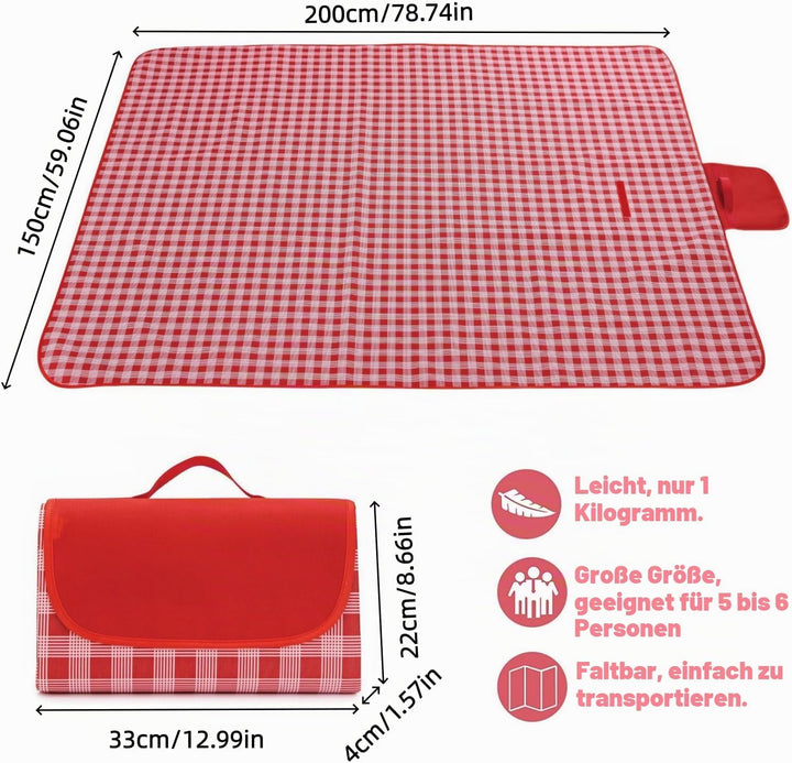 Picknickdecke wasserdichte Sanddichte Stranddecke Grosse 150x200cm Campingdecke Picknickmatte Campin