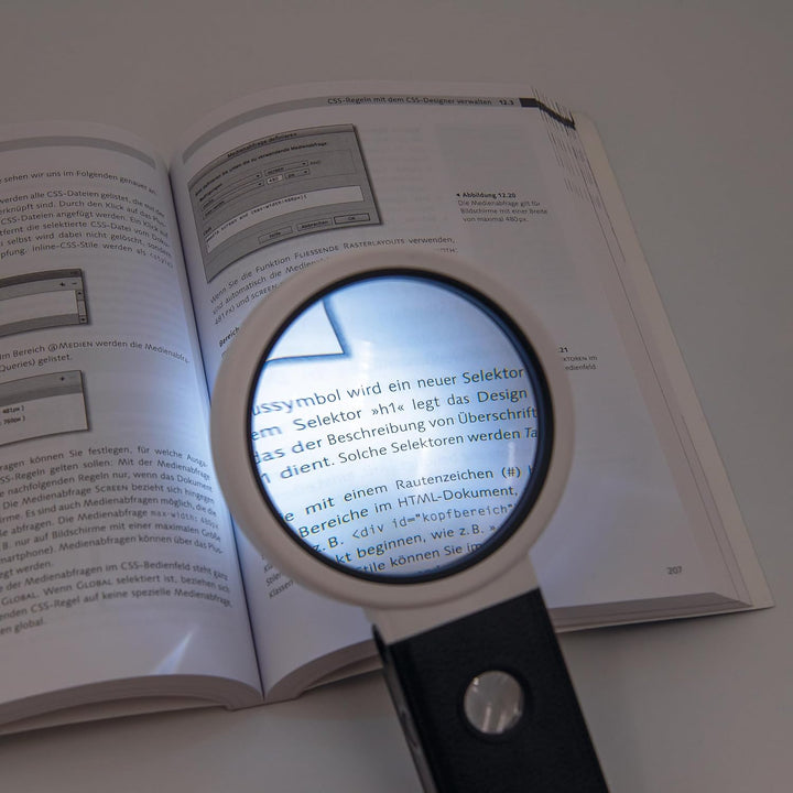 WEDO LED-UV-Handlupe mit ausklappbarem Standfuss inkl. Batterien & USB-Kabel, grosses 9 cm Sichtfeld