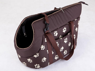 Hundetasche Hundetasche Tragetasche Katzentasche (1 - braun mit Pfoten, 2 - HxBxL - 27x25x43 cm) bro