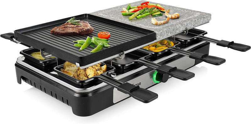 Tristar Raclette RA-2747 – 4-in-1 – Raclette/Kochstein/Grill/Teppanyaki – 8 Personen – 1400 W